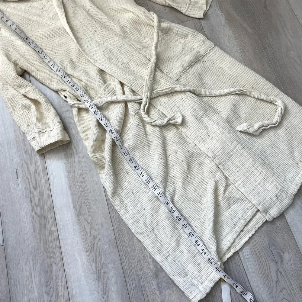 Parachute Knit Robe cotton waffle long unisex Cream (medium) natural loungewear - Picture 6 of 8